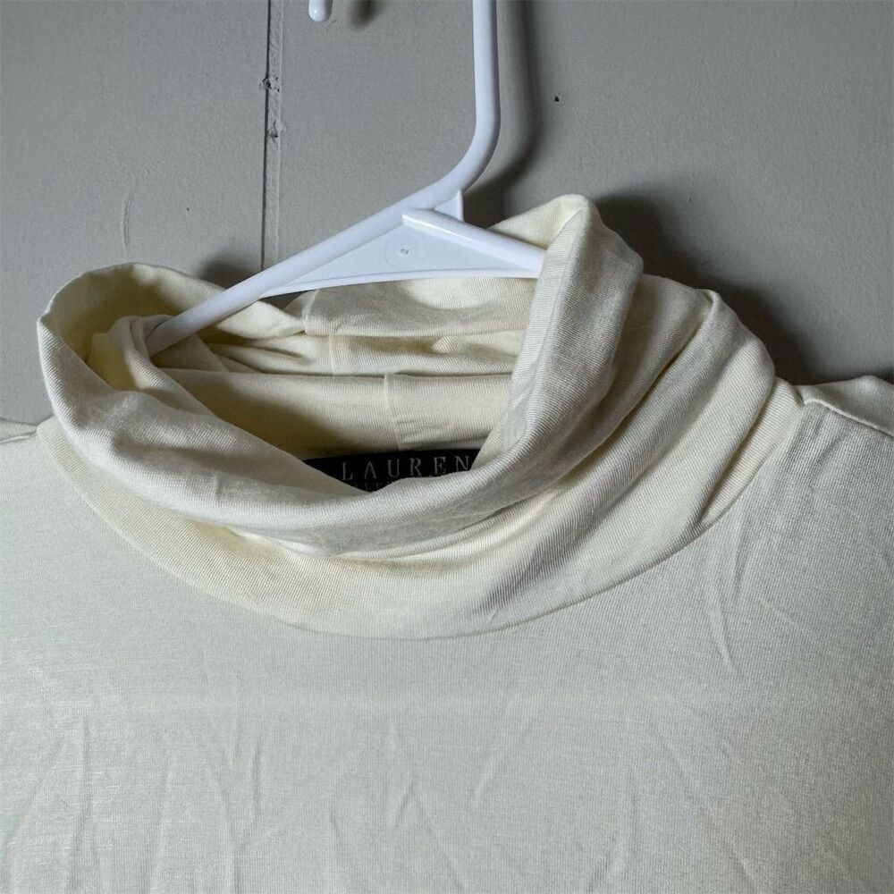 Lauren Ralph Lauren Women's M Cream white Turtleneck Long Sleeve‎ Shirt - Picture 5 of 7